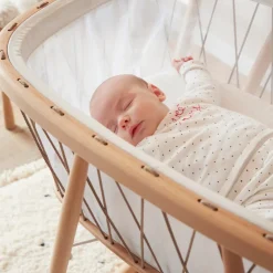 Babywiege KUMI inkl. Matratze | Schnüre in Braun
