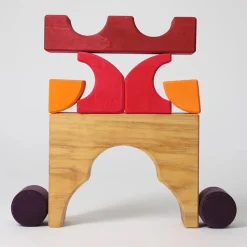 Bauspiel Rot | 12 Holzteile im Holzrahmen