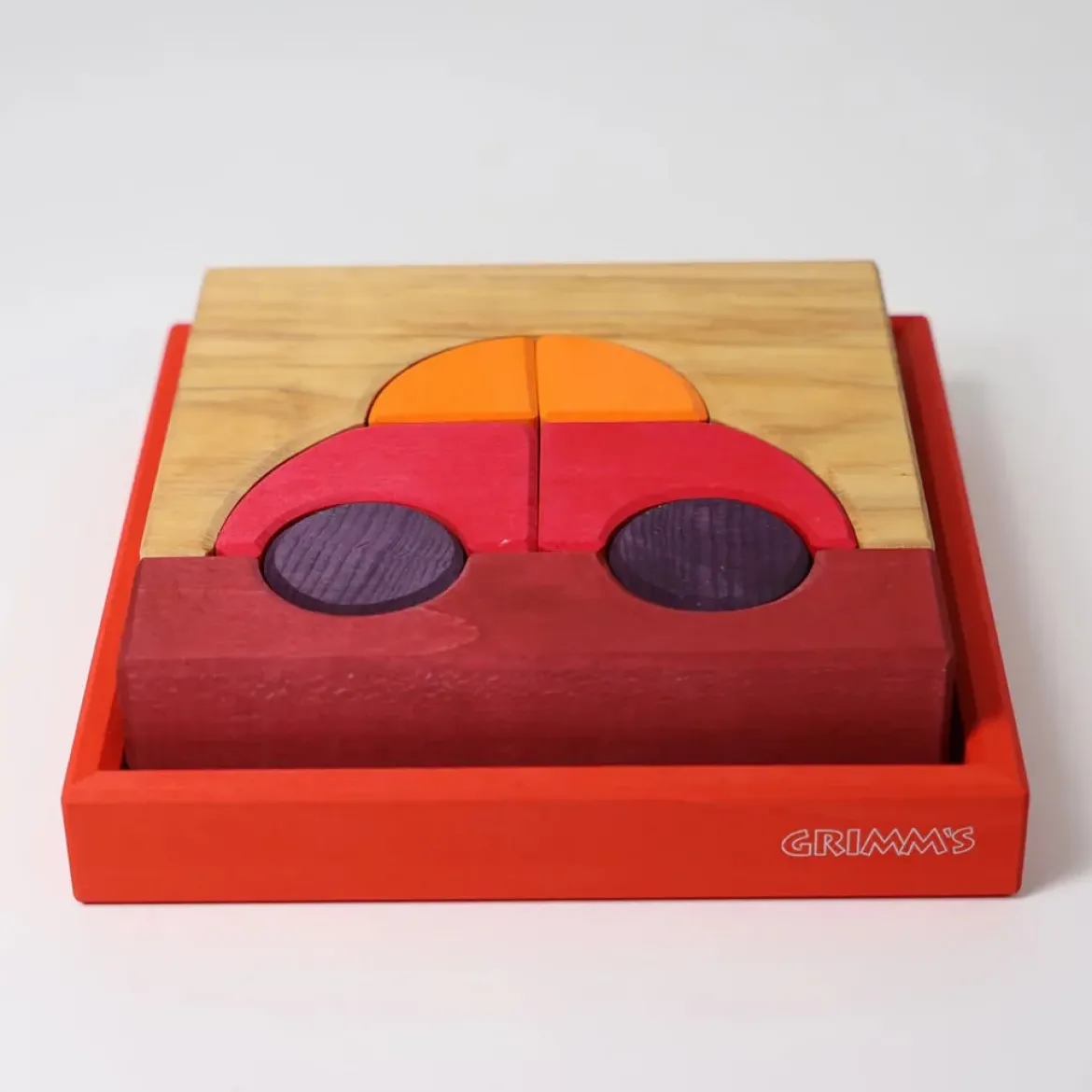 Bauspiel Rot | 12 Holzteile im Holzrahmen