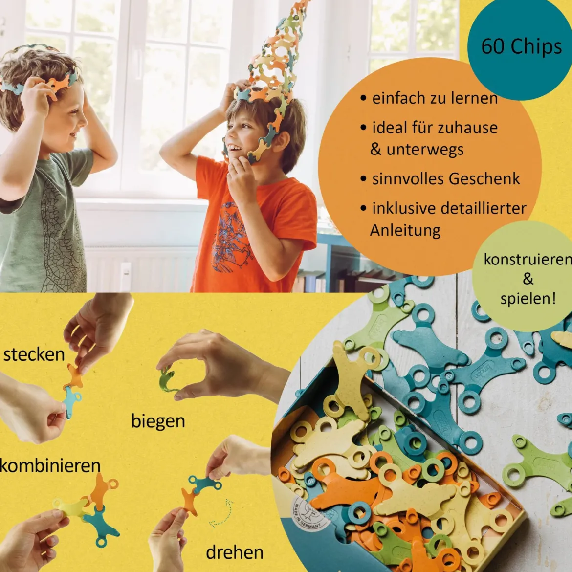 Binabo Konstruktionsspiel aus Bio-Plastik | 60 Teile
