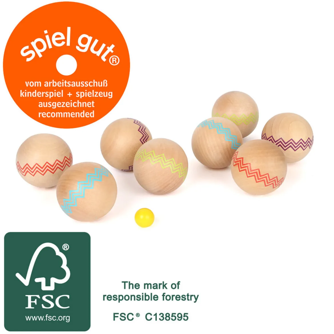 Boule-Spiel aus FSC-Massivholz