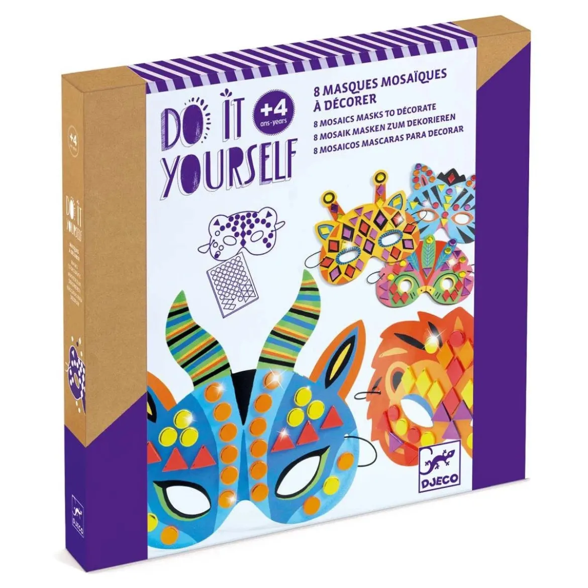 Do it Yourself | 8 Mosaik-Masken zum Dekorieren "Dschungeltiere"
