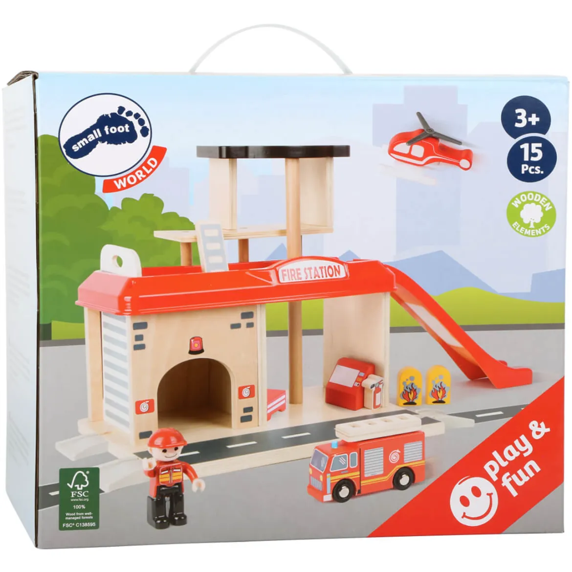 Feuerwehrwache aus FSC-Holz mit Zubehör