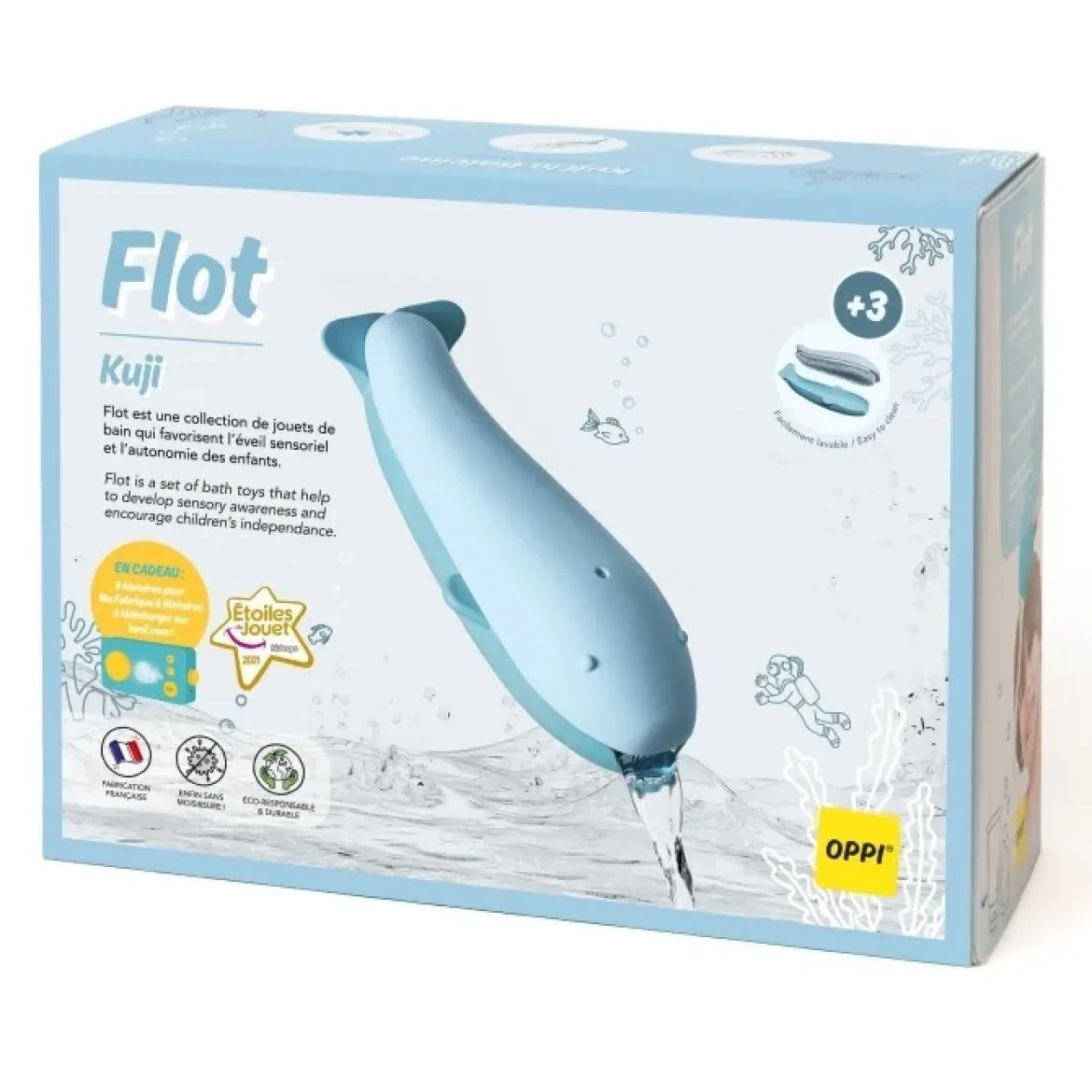 Flot Badespielzeug und Bürste | Wal Kuji