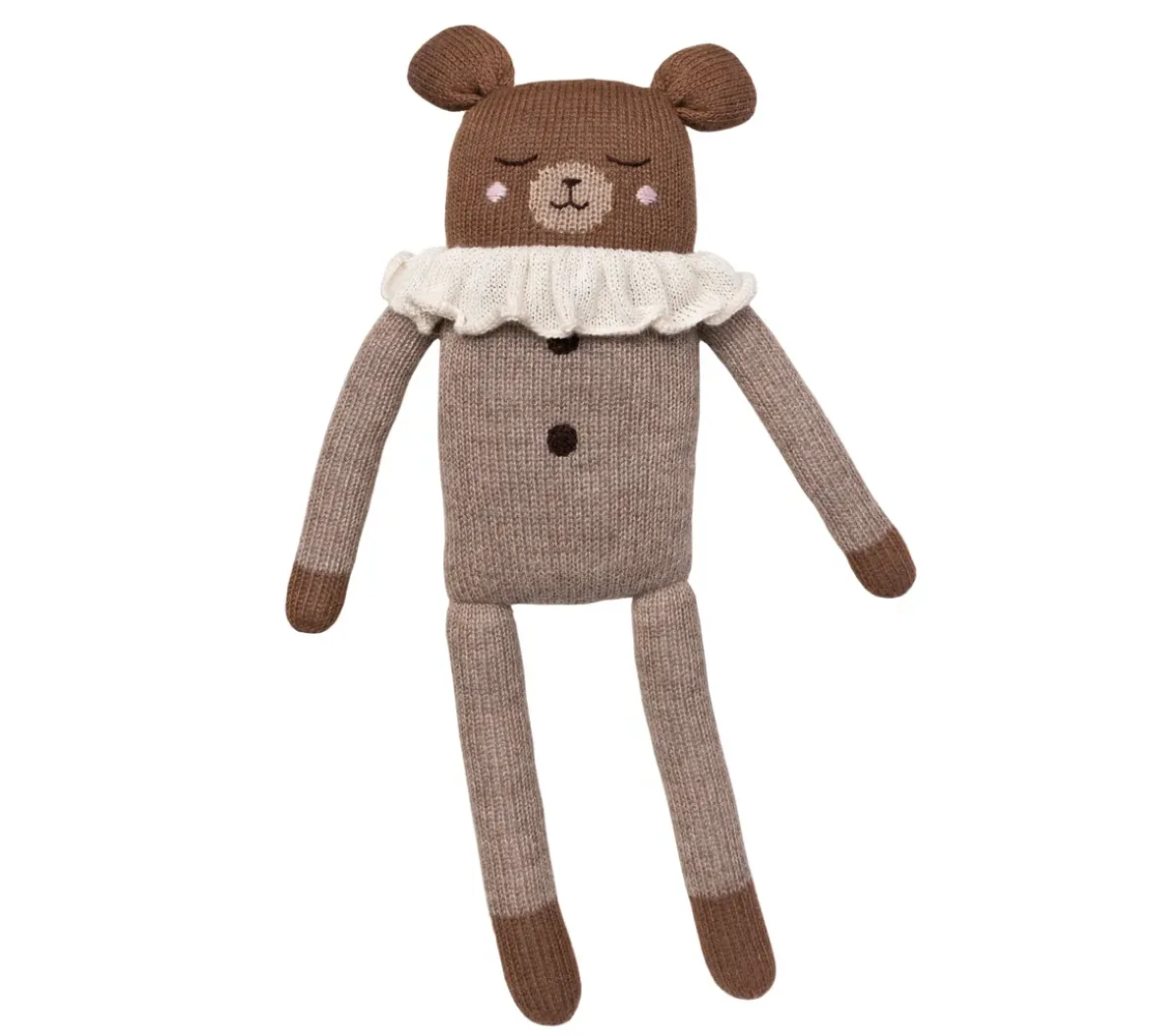 Großer Teddy aus Baby-Alpakawolle | Beiger Pyjama