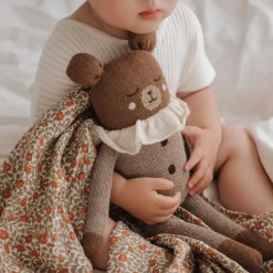 Großer Teddy aus Baby-Alpakawolle | Beiger Pyjama