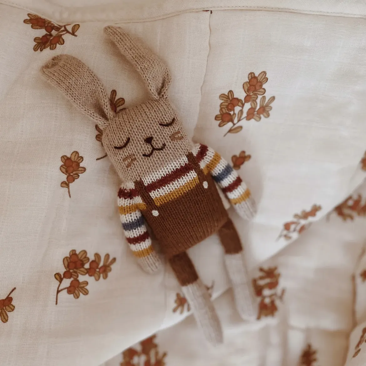 Hase aus Baby-Alpakawolle | Regenbogen-Pulli