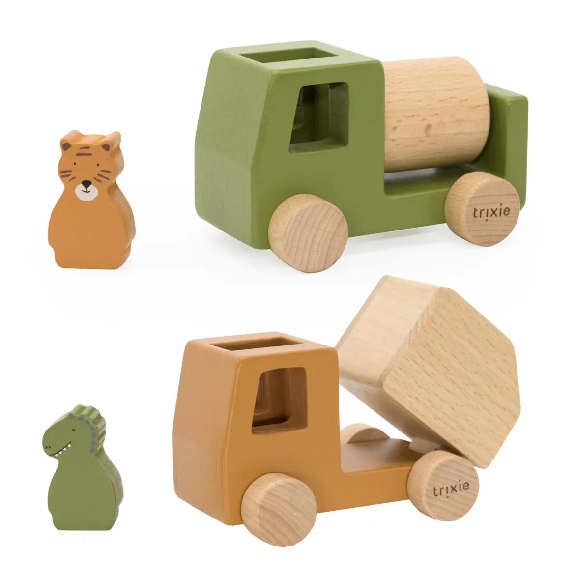 Holz-Bauwagen-Set mit Tieren