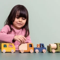 Holz-Bauwagen-Set mit Tieren