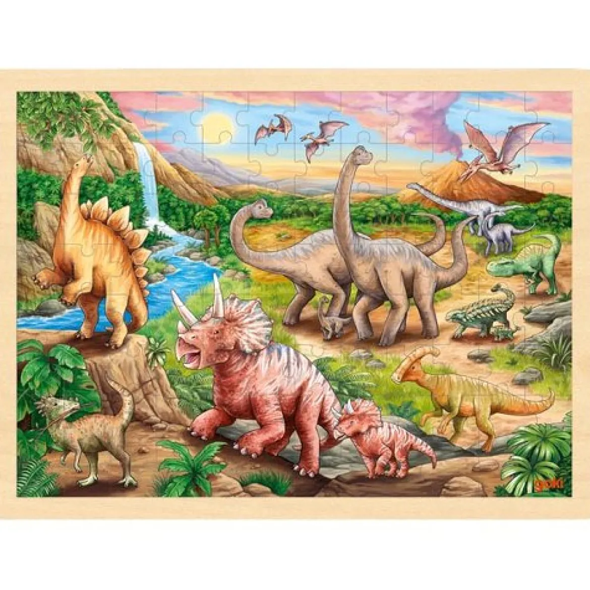 Holz Einlegepuzzle Dinosaurierwanderung | 96 Teile