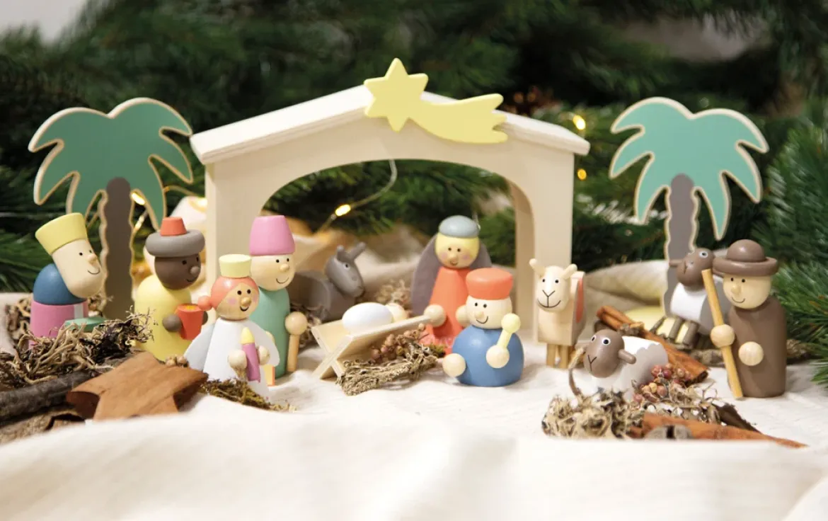 Holzkrippen Spielset Weihnachtsgeschichte