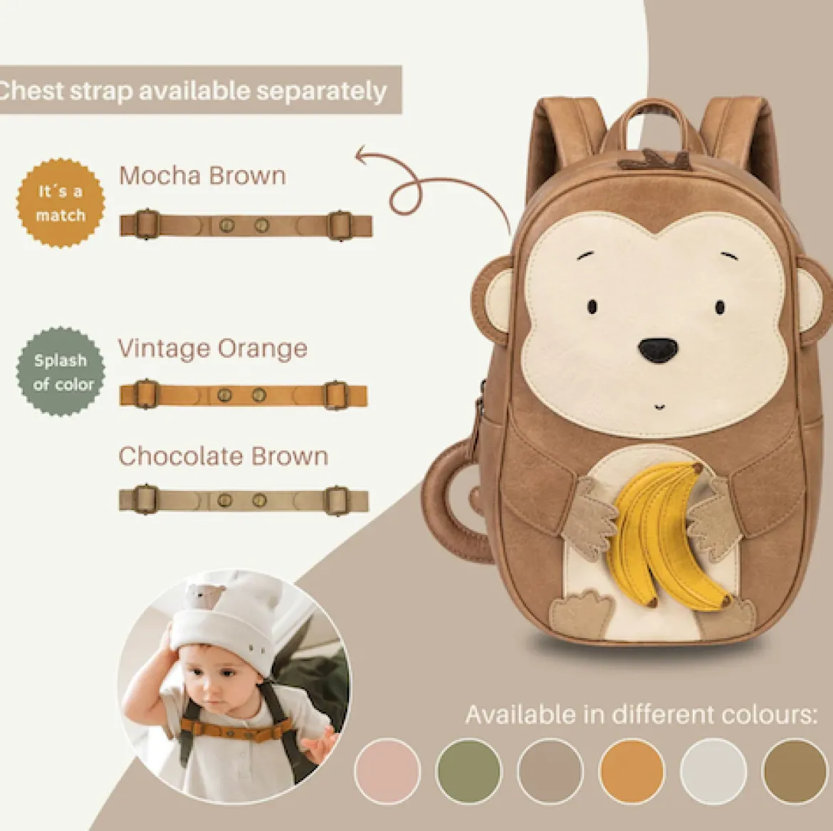 Kinderrucksack | Großer Affe Momo