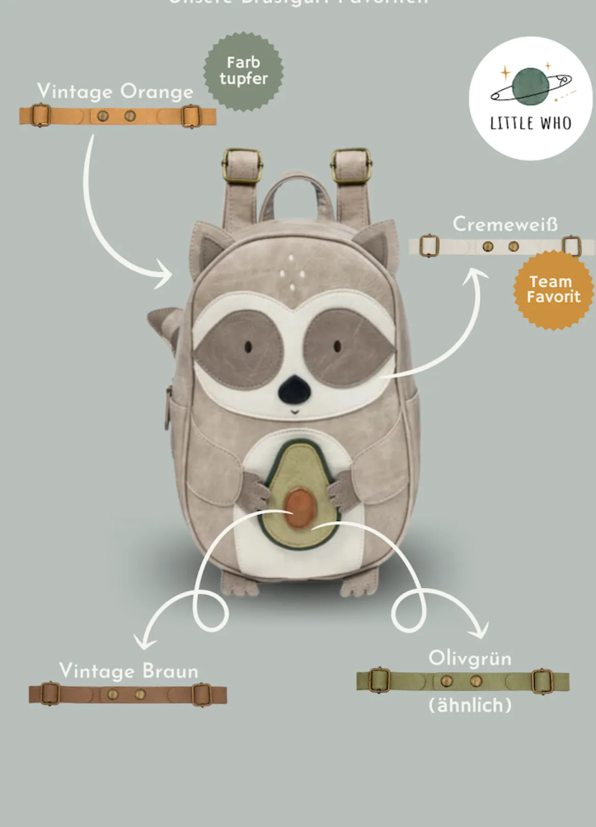 Kinderrucksack | Großer Waschbär Waldemar