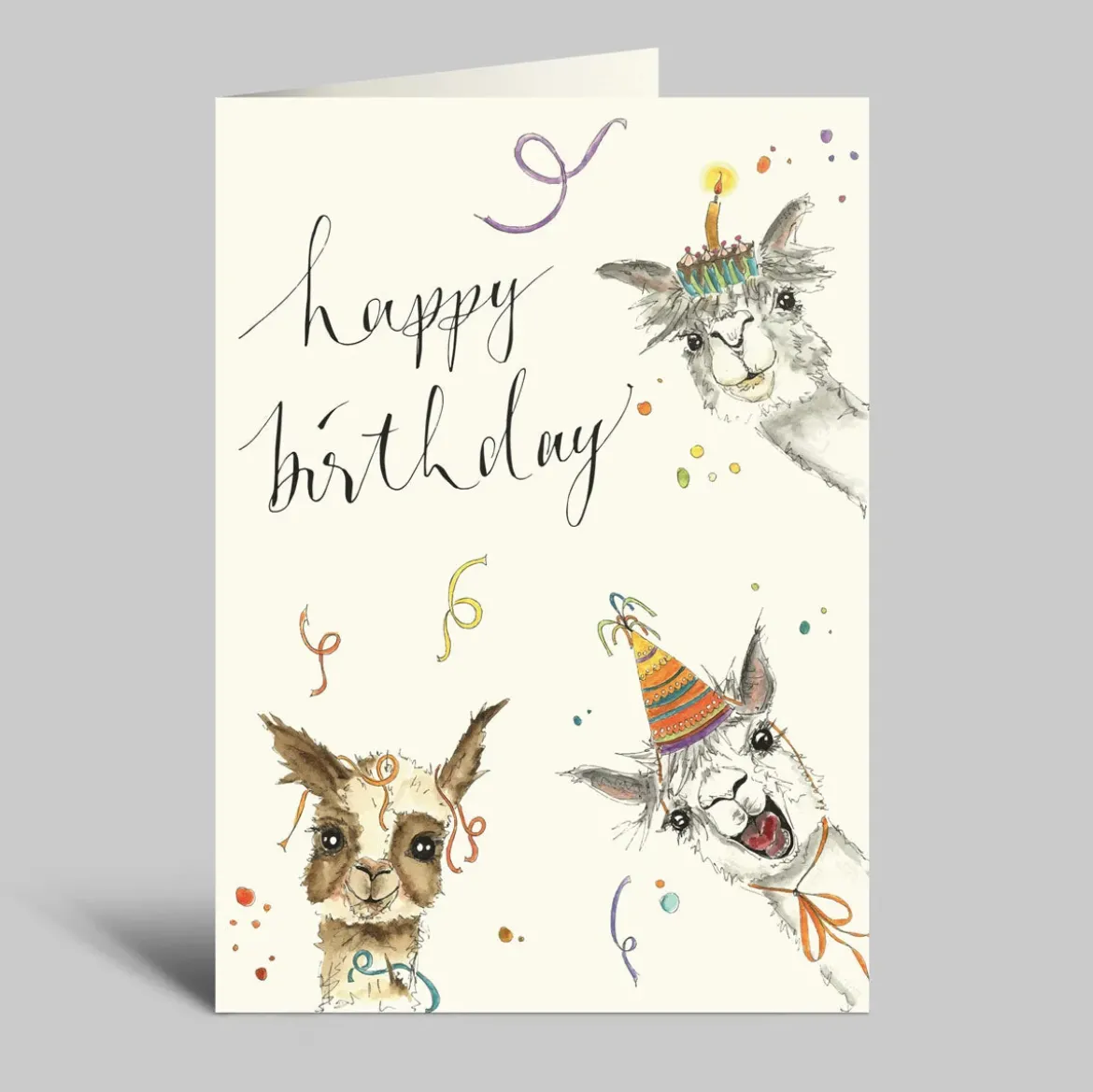 Klappkarte zum Geburtstag | Drei Alpakas | Happy Birthday