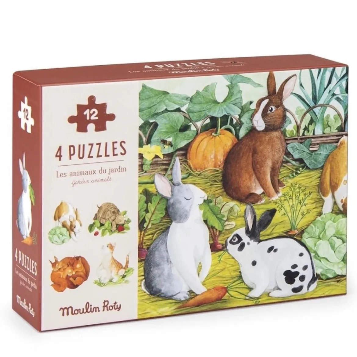 4 Mini Puzzle Tiere | 4 x 12 Teile