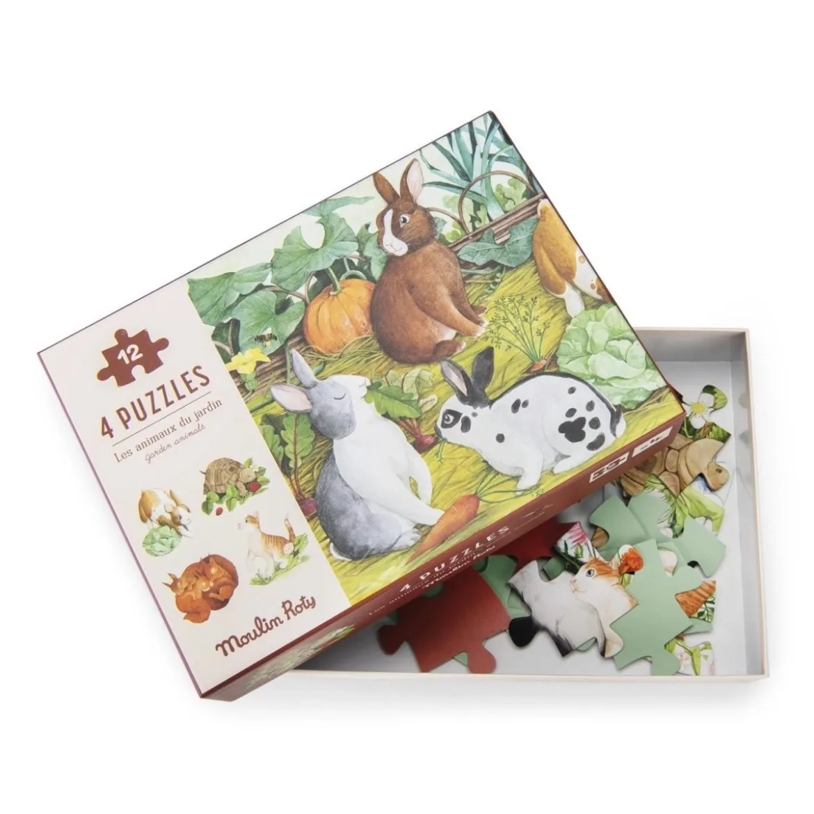 4 Mini Puzzle Tiere | 4 x 12 Teile