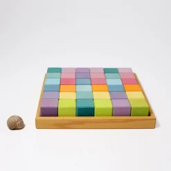 Mosaik Pastell | 36 Bauklötze im Holzrahmen