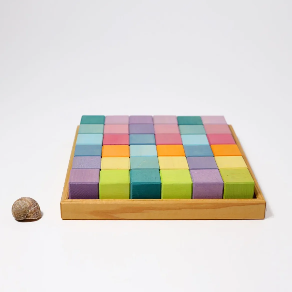 Mosaik Pastell | 36 Bauklötze im Holzrahmen