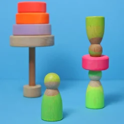 Neonfreunde Grün | 3 Figuren aus Naturholz