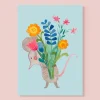 Postkarte | Maus mit Blumen