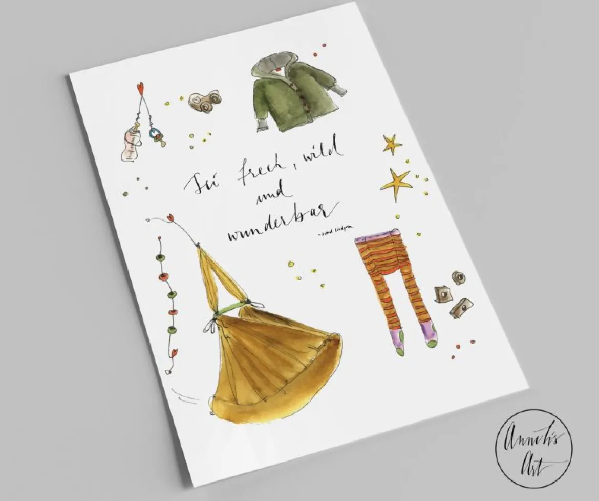 Postkarte zur Geburt | Sei frech wild und wunderbar
