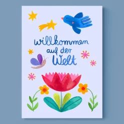 Postkarte zur Geburt | Willkommen