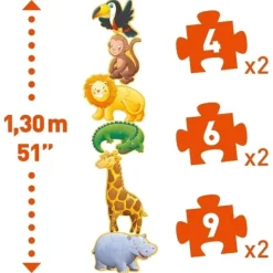 Riesenpuzzle Dschungeltiere | 4, 6 und 9 Teile