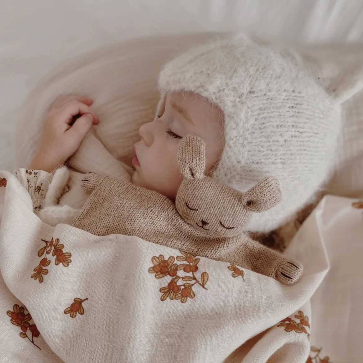 Schmusetuch aus Baby-Alpakawolle | Hase (beige)