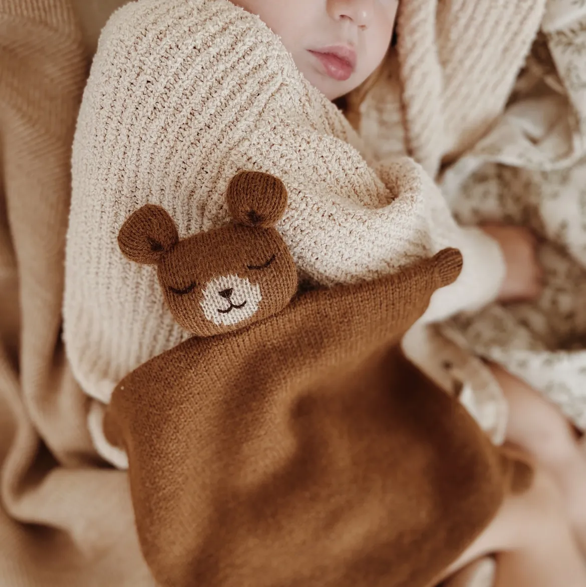 Schmusetuch aus Baby-Alpakawolle | Teddy braun