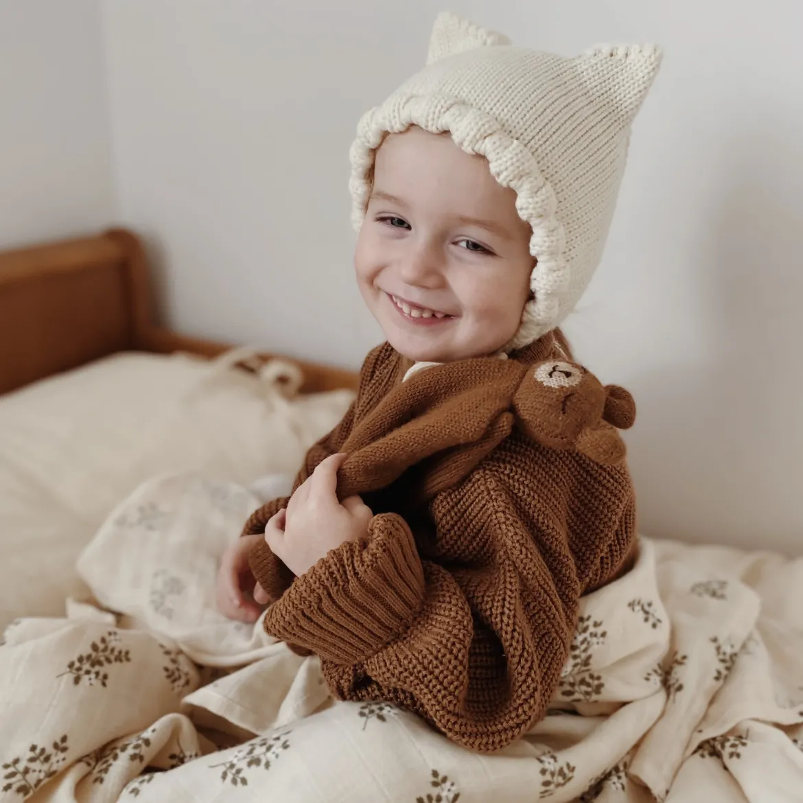 Schmusetuch aus Baby-Alpakawolle | Teddy braun
