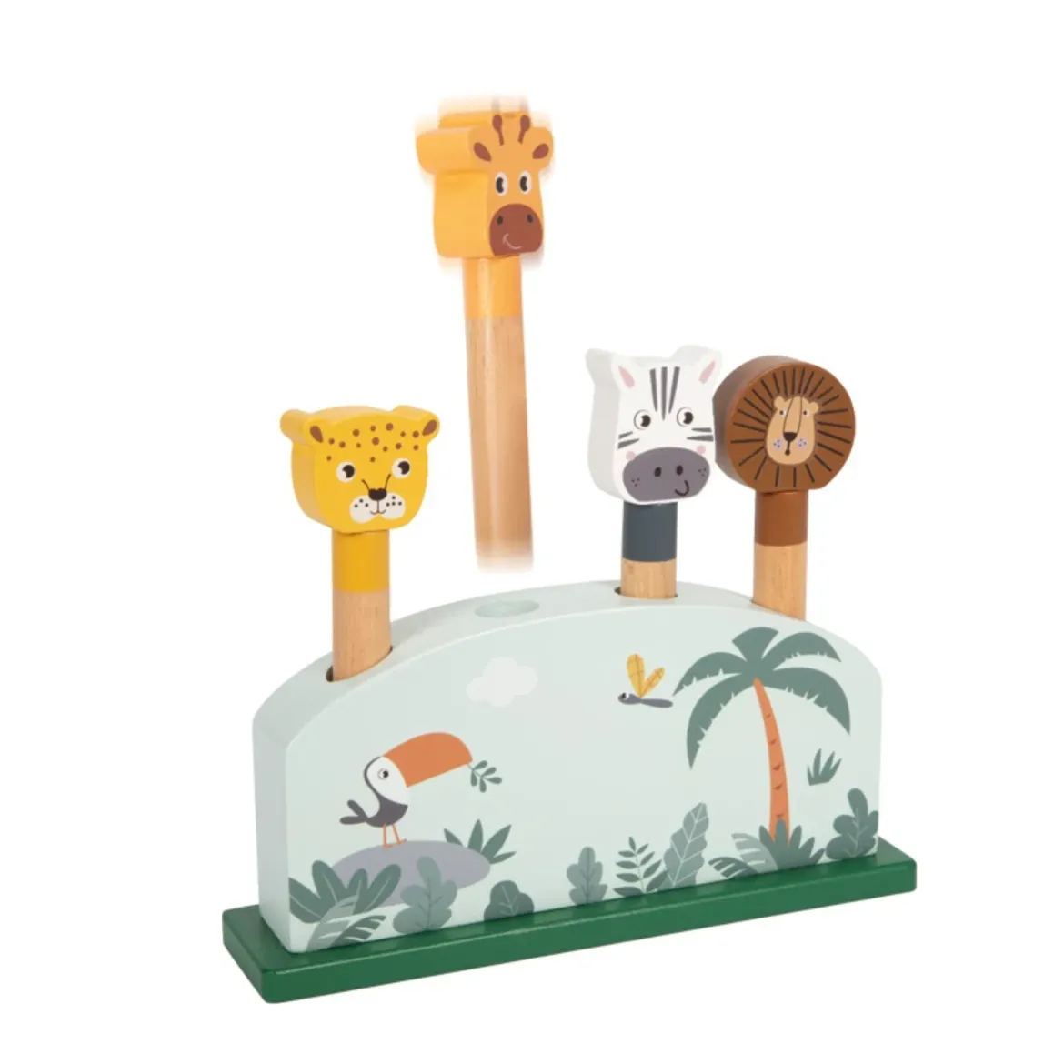 Steckspiel aus Holz | Hüpfende Tiere „Safari“