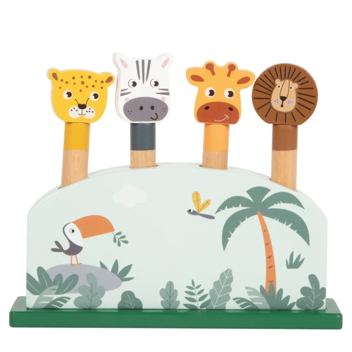 Steckspiel aus Holz | Hüpfende Tiere „Safari“