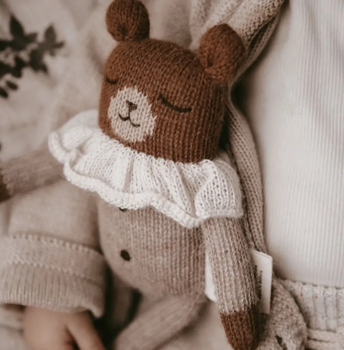 Teddy aus Baby-Alpakawolle | Beiger Pyjama