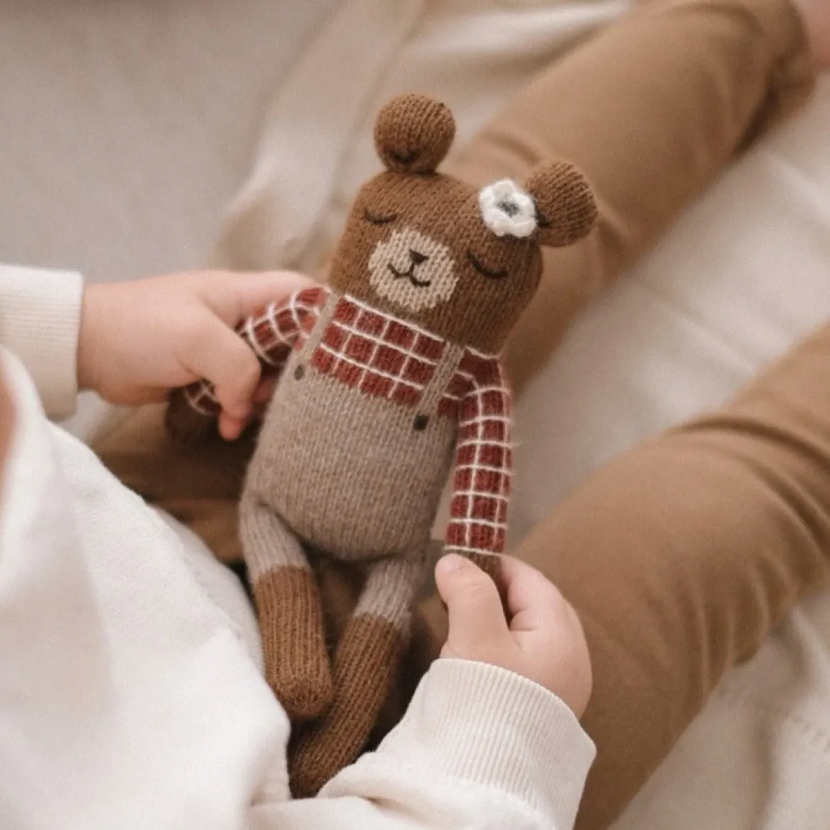 Teddy aus Baby-Alpakawolle | Kariertes Hemd