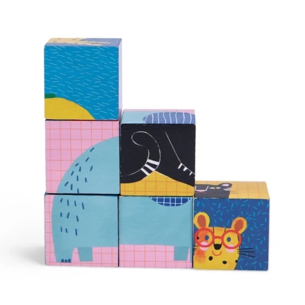 Toupitis Holzwürfel-Puzzle | 6 Tiere